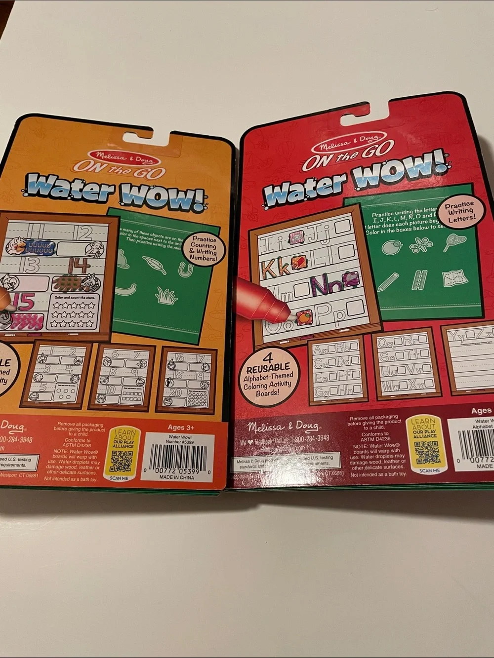 Melissa & Doug On the Go Water Wow Number & Alphabet Water Reveal Pad Set of 2